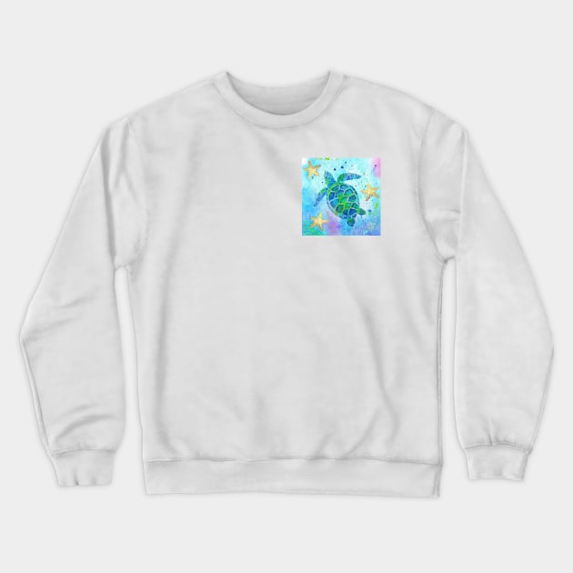 Sea Turtle with Starfish Crewneck Sweatshirt by janmarvin